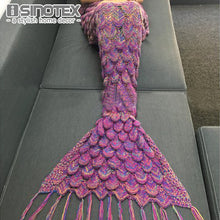 Load image into Gallery viewer, Mermaid Tail blanket Handmade Yarn Knitted Crochet Mermaid Blanket Adult Throw Bed Wrap Super Soft Warm Sleeping Bag 85x190cm- 32-