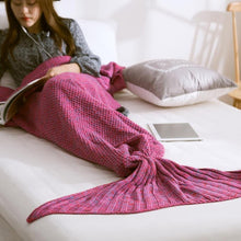 Load image into Gallery viewer, Mermaid Tail Blanket Yarn Knitted Handmade Crochet Mermaid Blanket Kids Throw Bed Wrap Super Soft Sleeping Bed 3 Sizes 1PCS/Lot-33-