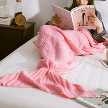 Load image into Gallery viewer, Mermaid Tail Blanket Yarn Knitted Handmade Crochet Mermaid Blanket Kids Throw Bed Wrap Super Soft Sleeping Bed 3 Sizes 1PCS/Lot-33-