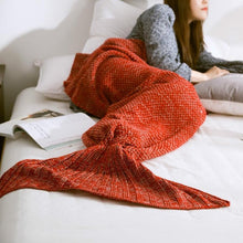 Load image into Gallery viewer, Mermaid Tail Blanket Yarn Knitted Handmade Crochet Mermaid Blanket Kids Throw Bed Wrap Super Soft Sleeping Bed 3 Sizes 1PCS/Lot-33-