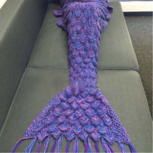 Load image into Gallery viewer, Mermaid Tail blanket Handmade Yarn Knitted Crochet Mermaid Blanket Adult Throw Bed Wrap Super Soft Warm Sleeping Bag 85x190cm- 32-