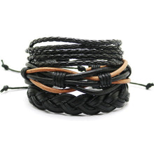 Load image into Gallery viewer, 1 Set 4PCS leather bracelet Men's multi-layer bead bracelet women's retro punk casual men's jewelry bracelet jewelry accessories--150--