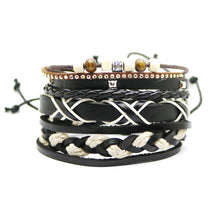 Load image into Gallery viewer, 1 Set 4PCS leather bracelet Men's multi-layer bead bracelet women's retro punk casual men's jewelry bracelet jewelry accessories--150--