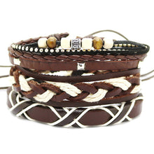 Load image into Gallery viewer, 1 Set 4PCS leather bracelet Men's multi-layer bead bracelet women's retro punk casual men's jewelry bracelet jewelry accessories--150--