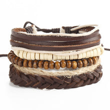 Load image into Gallery viewer, 1 Set 4PCS leather bracelet Men's multi-layer bead bracelet women's retro punk casual men's jewelry bracelet jewelry accessories--150--