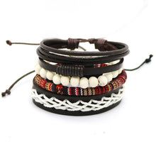 Load image into Gallery viewer, 1 Set 4PCS leather bracelet Men's multi-layer bead bracelet women's retro punk casual men's jewelry bracelet jewelry accessories--150--