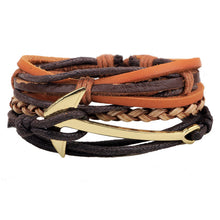 Load image into Gallery viewer, 1 Set 4PCS leather bracelet Men's multi-layer bead bracelet women's retro punk casual men's jewelry bracelet jewelry accessories--150--