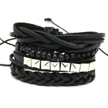 Load image into Gallery viewer, 1 Set 4PCS leather bracelet Men's multi-layer bead bracelet women's retro punk casual men's jewelry bracelet jewelry accessories--150--
