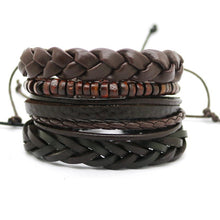 Load image into Gallery viewer, 1 Set 4PCS leather bracelet Men's multi-layer bead bracelet women's retro punk casual men's jewelry bracelet jewelry accessories--150--