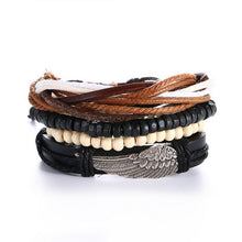 Load image into Gallery viewer, 1 Set 4PCS leather bracelet Men's multi-layer bead bracelet women's retro punk casual men's jewelry bracelet jewelry accessories--150--