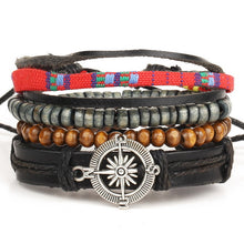 Load image into Gallery viewer, 1 Set 4PCS leather bracelet Men's multi-layer bead bracelet women's retro punk casual men's jewelry bracelet jewelry accessories--150--