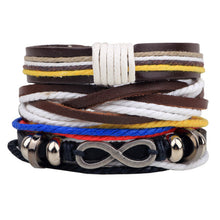 Load image into Gallery viewer, 1 Set 4PCS leather bracelet Men's multi-layer bead bracelet women's retro punk casual men's jewelry bracelet jewelry accessories--150--