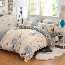 Load image into Gallery viewer, Classic bedding set 5 size grey blue flower bed linens 4pcs/set duvet cover set Pastoral bed sheet AB side duvet cover 2018 bed-35-