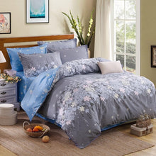 Load image into Gallery viewer, Classic bedding set 5 size grey blue flower bed linens 4pcs/set duvet cover set Pastoral bed sheet AB side duvet cover 2018 bed-35-