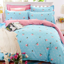 Load image into Gallery viewer, Classic bedding set 5 size grey blue flower bed linens 4pcs/set duvet cover set Pastoral bed sheet AB side duvet cover 2018 bed-35-