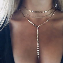 Load image into Gallery viewer, Sexy Multilayer Sequins Rhinestone Tassel Pendants Chain Necklace Choker Collar Women Jewelry --162--