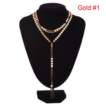 Load image into Gallery viewer, Sexy Multilayer Sequins Rhinestone Tassel Pendants Chain Necklace Choker Collar Women Jewelry --162--