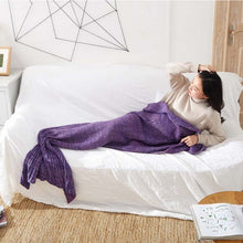 Load image into Gallery viewer, Mermaid Tail Blanket Yarn Knitted Handmade Crochet Mermaid Blanket Kids Throw Bed Wrap Super Soft Sleeping Bed 3 Sizes 1PCS/Lot-33-