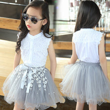 Load image into Gallery viewer, 2017 Girls Clothing Sets Summer Lace Fashion Style Baby Clothes For Girls T-Shirt + Skirts 2Pcs Kids Flower Cupcake Cute Skirt--127--