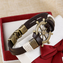 Load image into Gallery viewer, ZOSHI Wholesale Cuff braided Wrap Bracelet &amp; Bangles Men Jewelry Pirate Genuine Leather Anchor Bracelets Vintage Men's Jewelry--148--