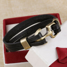 Load image into Gallery viewer, ZOSHI Wholesale Cuff braided Wrap Bracelet &amp; Bangles Men Jewelry Pirate Genuine Leather Anchor Bracelets Vintage Men's Jewelry--148--