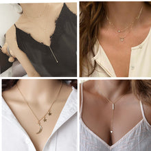 Load image into Gallery viewer, Free shipping! New fashion holiday Seaside resort beach jewelry crystal triangle water drop U shape Star moon chains necklace--163--