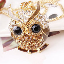Load image into Gallery viewer, LNRRABC Women Sweater Chain Necklace Owl Design Rhinestones Crystal Pendant Necklaces Jewelry Clothing Accessories Drop Shipping--166--