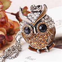 Load image into Gallery viewer, LNRRABC Women Sweater Chain Necklace Owl Design Rhinestones Crystal Pendant Necklaces Jewelry Clothing Accessories Drop Shipping--166--
