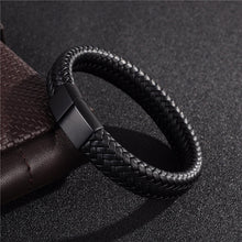 Load image into Gallery viewer, Jiayiqi Punk Men Jewelry Black/Brown Braided Leather Bracelet Stainless Steel Magnetic Clasp Fashion Bangles --156--