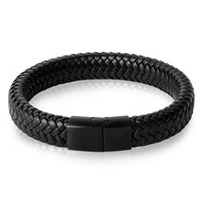 Load image into Gallery viewer, Jiayiqi Punk Men Jewelry Black/Brown Braided Leather Bracelet Stainless Steel Magnetic Clasp Fashion Bangles --156--