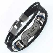 Load image into Gallery viewer, DGW Multilayer DIESEL Bracelet Men Casual Fashion Braided Leather Bracelets For Women Wood Bead Bracelet Punk Rock Men Jewelry--151--