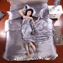 Load image into Gallery viewer, HOT! 100% pure satin silk bedding set,Home Textile Full/Queen/King size bed sheet,bedclothes,duvet cover flat sheet pillowcases-36-