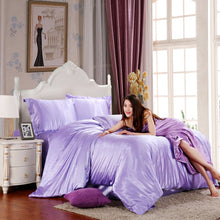 Load image into Gallery viewer, HOT! 100% pure satin silk bedding set,Home Textile Full/Queen/King size bed sheet,bedclothes,duvet cover flat sheet pillowcases-36-
