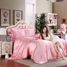 Load image into Gallery viewer, HOT! 100% pure satin silk bedding set,Home Textile Full/Queen/King size bed sheet,bedclothes,duvet cover flat sheet pillowcases-36-