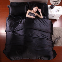 Load image into Gallery viewer, HOT! 100% pure satin silk bedding set,Home Textile Full/Queen/King size bed sheet,bedclothes,duvet cover flat sheet pillowcases-36-