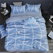 Load image into Gallery viewer, Classic bedding set 5 size grey blue flower bed linens 4pcs/set duvet cover set Pastoral bed sheet AB side duvet cover 2018 bed-35-