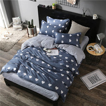Load image into Gallery viewer, Classic bedding set 5 size grey blue flower bed linens 4pcs/set duvet cover set Pastoral bed sheet AB side duvet cover 2018 bed-35-