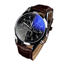 Load image into Gallery viewer, Fashion Faux Leather Mens Analog Quarts Watches Blue Ray Men Wrist Watch 2018 Mens Watches Top Brand Luxury Casual Watch Clock--188--