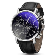 Load image into Gallery viewer, Fashion Faux Leather Mens Analog Quarts Watches Blue Ray Men Wrist Watch 2018 Mens Watches Top Brand Luxury Casual Watch Clock--188--