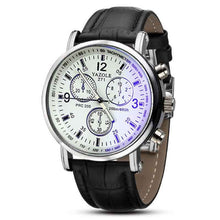 Load image into Gallery viewer, Fashion Faux Leather Mens Analog Quarts Watches Blue Ray Men Wrist Watch 2018 Mens Watches Top Brand Luxury Casual Watch Clock--188--