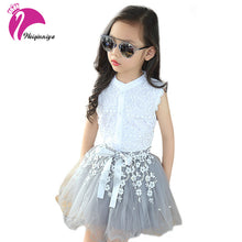 Load image into Gallery viewer, Fashion Baby Girls Clothing Sets New Summer 2017 Sleeveless Tops Tees + Lace Skirt 2 Pcs Suit Casual Children Pullover Clothes--138--