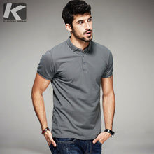 Load image into Gallery viewer, KUEGOU New Summer Mens 100% Cotton Polo Shirts Black White Gray Brand Clothing Man's Short Sleeve Clothes Male Slim Tops--110--