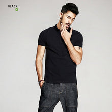 Load image into Gallery viewer, KUEGOU New Summer Mens 100% Cotton Polo Shirts Black White Gray Brand Clothing Man's Short Sleeve Clothes Male Slim Tops--110--