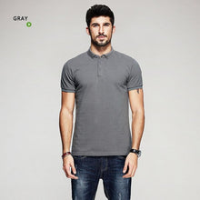 Load image into Gallery viewer, KUEGOU New Summer Mens 100% Cotton Polo Shirts Black White Gray Brand Clothing Man's Short Sleeve Clothes Male Slim Tops--110--