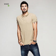 Load image into Gallery viewer, KUEGOU New Summer Mens 100% Cotton Polo Shirts Black White Gray Brand Clothing Man's Short Sleeve Clothes Male Slim Tops--110--