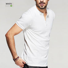 Load image into Gallery viewer, KUEGOU New Summer Mens 100% Cotton Polo Shirts Black White Gray Brand Clothing Man's Short Sleeve Clothes Male Slim Tops--110--