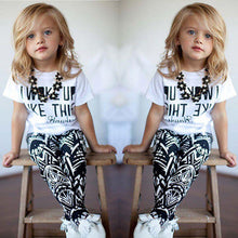 Load image into Gallery viewer, 1 2 3 4 5 5 6 7 8 Year Girls Clothes 2018 New Spring Summer Children Clothing Set Letter Printed Shirts Pants 2pcs Kids Suits--141--
