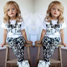 Load image into Gallery viewer, 1 2 3 4 5 5 6 7 8 Year Girls Clothes 2018 New Spring Summer Children Clothing Set Letter Printed Shirts Pants 2pcs Kids Suits--141--