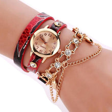 Load image into Gallery viewer, 2018 New Fashion Unisex Woman Leather Rhinestone Rivet Chain Quartz Bracelet Wrist watches ladies watch dropshipping --192--