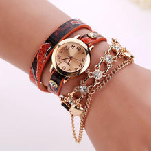 Load image into Gallery viewer, 2018 New Fashion Unisex Woman Leather Rhinestone Rivet Chain Quartz Bracelet Wrist watches ladies watch dropshipping --192--